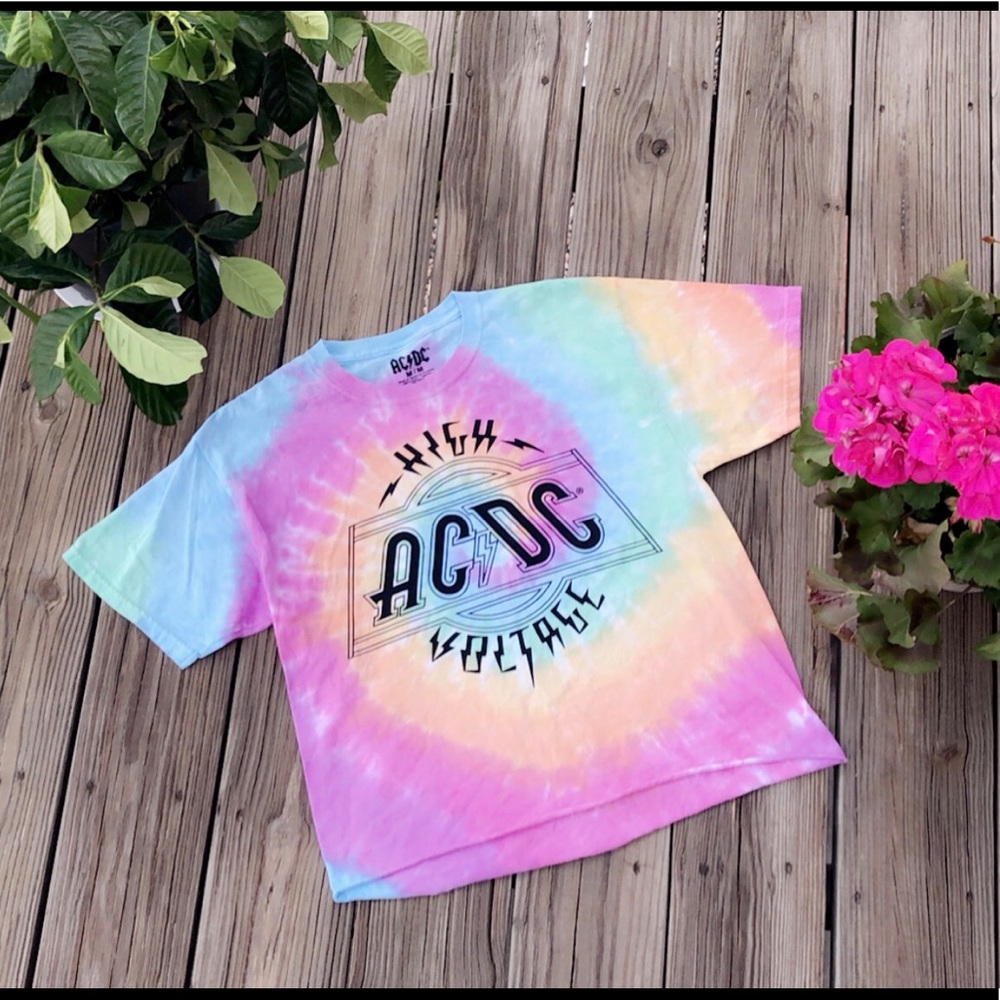 🆕AC/DC Crop Tie Dye Band Tee